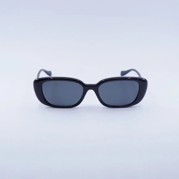 Versace VE4504D GB1/87 Sunglasses Shiny Black Rectangle Frame, Grey Lenses - Picture 2 of 10